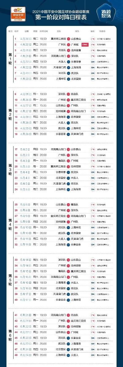 2021中超联赛赛程安排表（今日比赛时间地点一览无余）-第2张图片-www.211178.com_果博福布斯